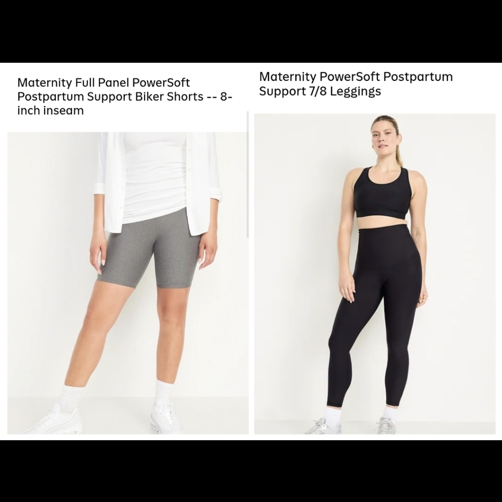 2x Postpartum High Waisted Shorts And Black Leggings